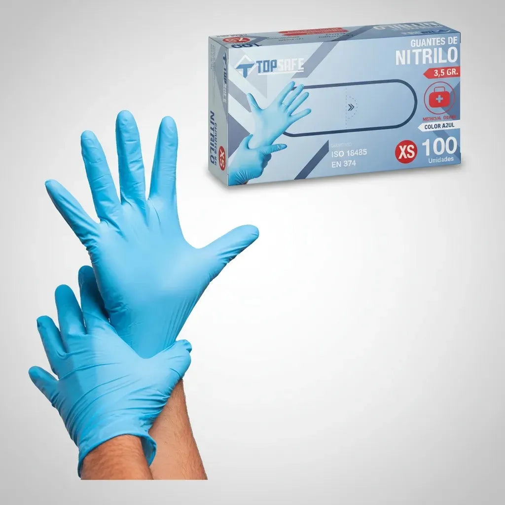 Guantes Nitrilo Azul Clean Top Safe 100u | Desechables, Resistentes y Libres de Látex