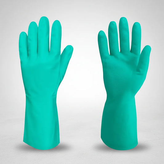 Pack 12 Guantes de Nitrilo Verde Flocado Force Largo | Alta Resistencia y Comodidad