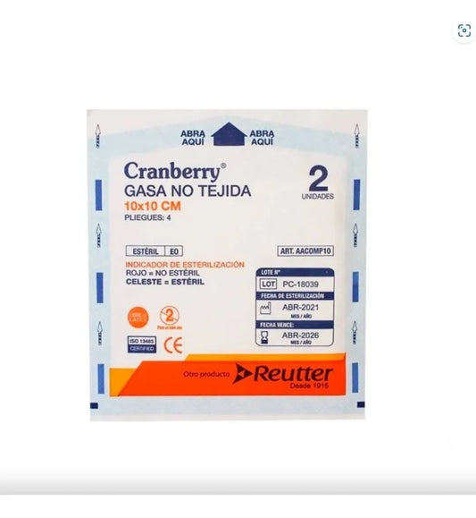 Gasa Estéril 10x10 No Tejida Cranberry