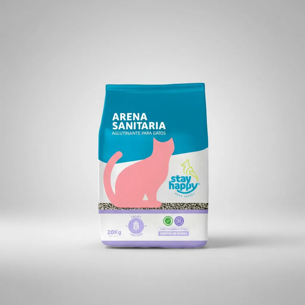 Arena Aglutinante Sanitaria Ecológica Stay Happy 20 Kg Aromas
