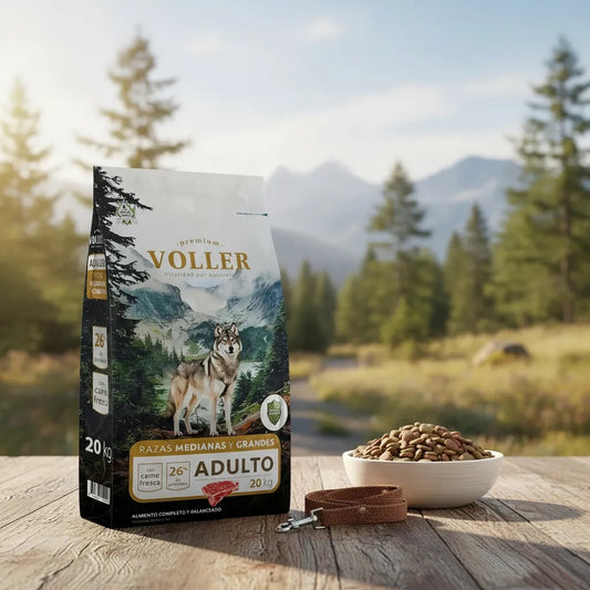 Alimento Seco Voller Para Perro Adulto Grande Carne 20 Kg 26% Proteína