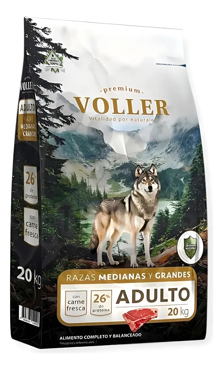 Alimento Seco Voller Para Perro Adulto Grande Carne 20 Kg 26% Proteína