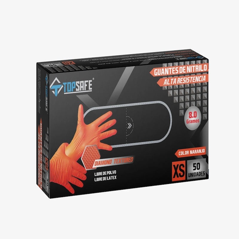 Guantes Top Safe Naranjo Diamantado 8.0 Grs Profesional