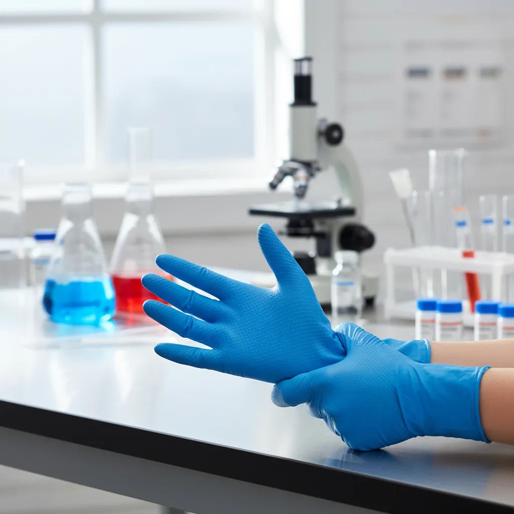 Guante Nitrilo Texturizado Azul 10 Gr TopSafe (50 Unidades) | Extra Resistente y Sin Látex