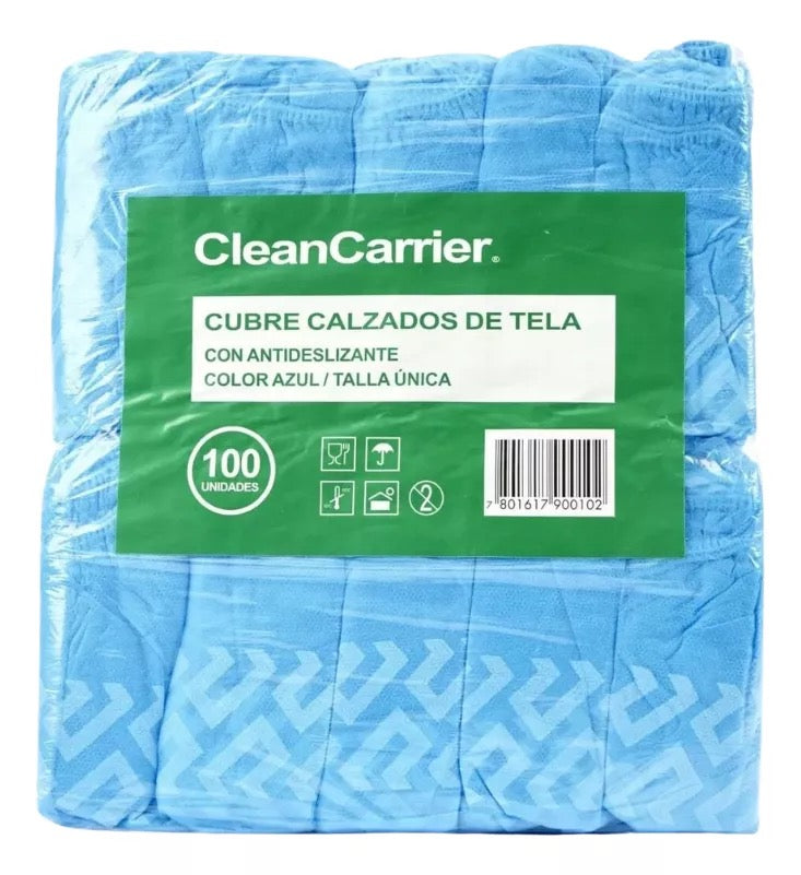 Cubre Calzado Tela Antideslizante Clean Carrier Azul 100 Unidades
