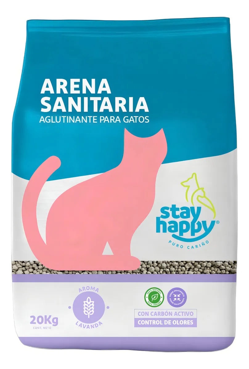 Arena Aglutinante Sanitaria Ecológica Stay Happy 20 Kg Aromas