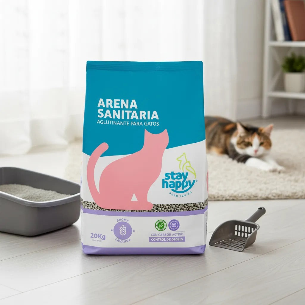 Arena Aglutinante Sanitaria Ecológica Stay Happy 20 Kg Aromas