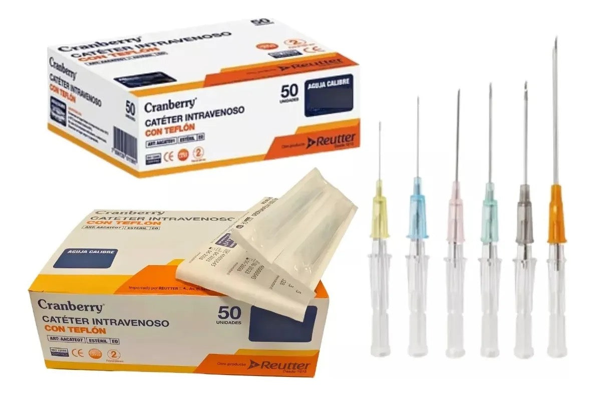 Cateter Intravenoso Branula C/teflón Estéril 50un. Cranberry