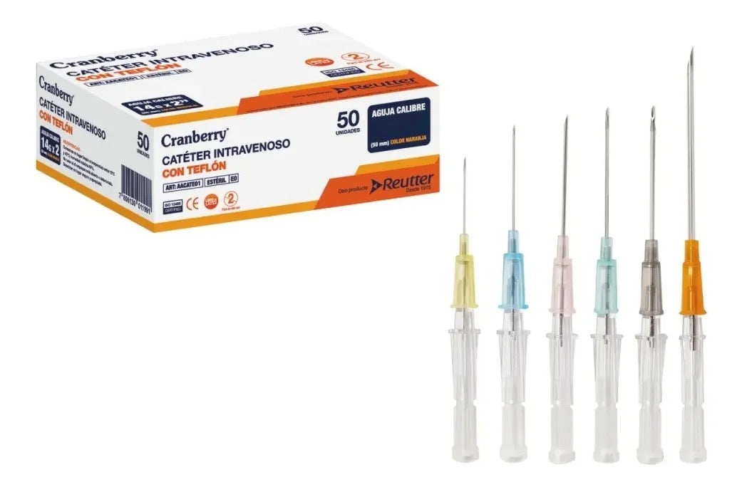 Cateter Intravenoso Branula C/teflón Estéril 50un. Cranberry