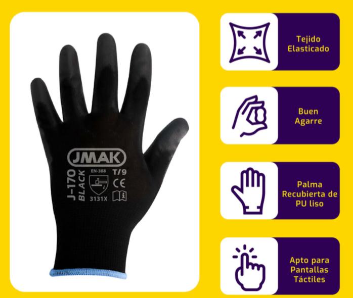 Pack 12 Guantes Multiflex Multipropósito Palma PU Talla 9 | Guantes de Trabajo Resistentes y Cómodos