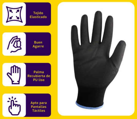 Pack 12 Guantes Multiflex Multiproposito Palma Pu T/9