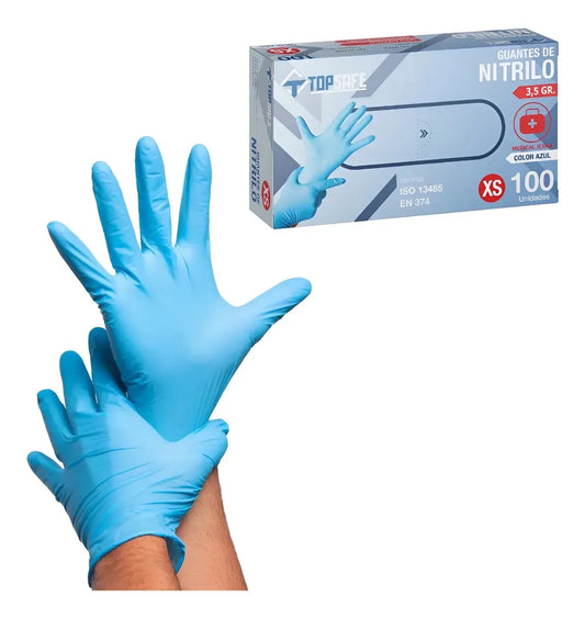 Guantes Nitrilo Azul Clean Top Safe 100u | Desechables, Resistentes y Libres de Látex