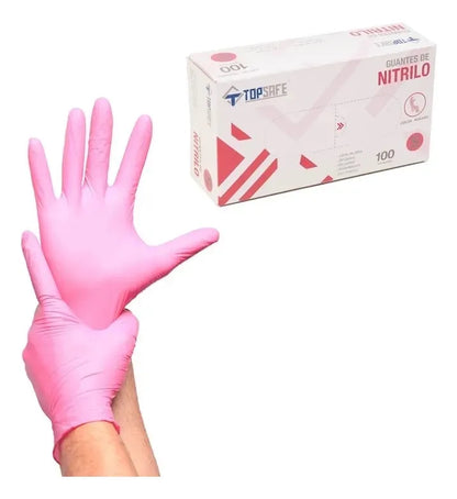 Guantes Nitrilo Rosa Antideslizantes Top Safe 100u | Resistentes y Libres de Látex
