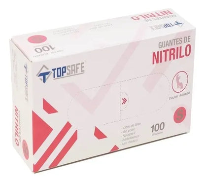 Guantes Nitrilo Rosa Antideslizantes Top Safe 100u | Resistentes y Libres de Látex