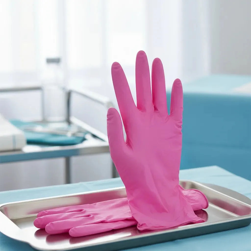 Guantes Nitrilo Rosa Antideslizantes Top Safe 100u | Resistentes y Libres de Látex