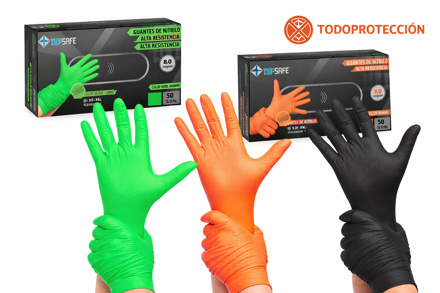 Pack 5 Cajas Guantes de Nitrilo 8g Extra Resistentes – Uso Profesional