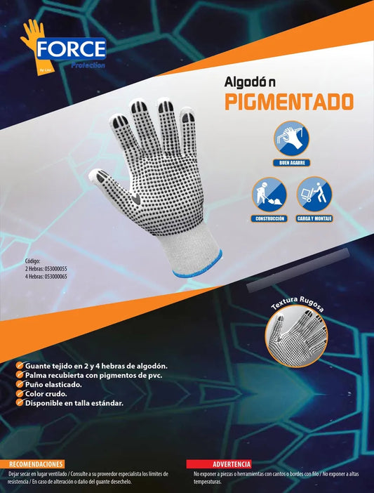 Pack 12 Pares Guante de Hilo Pigmentado Force 4 Hebra Grueso