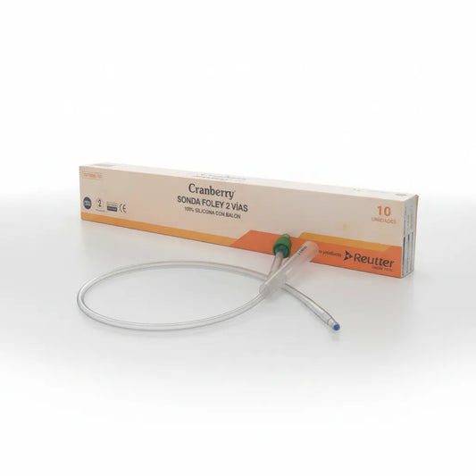 Sondas Foley Cranberry 100% Silicona - 2 Vías Estéril Pack 10 unidades