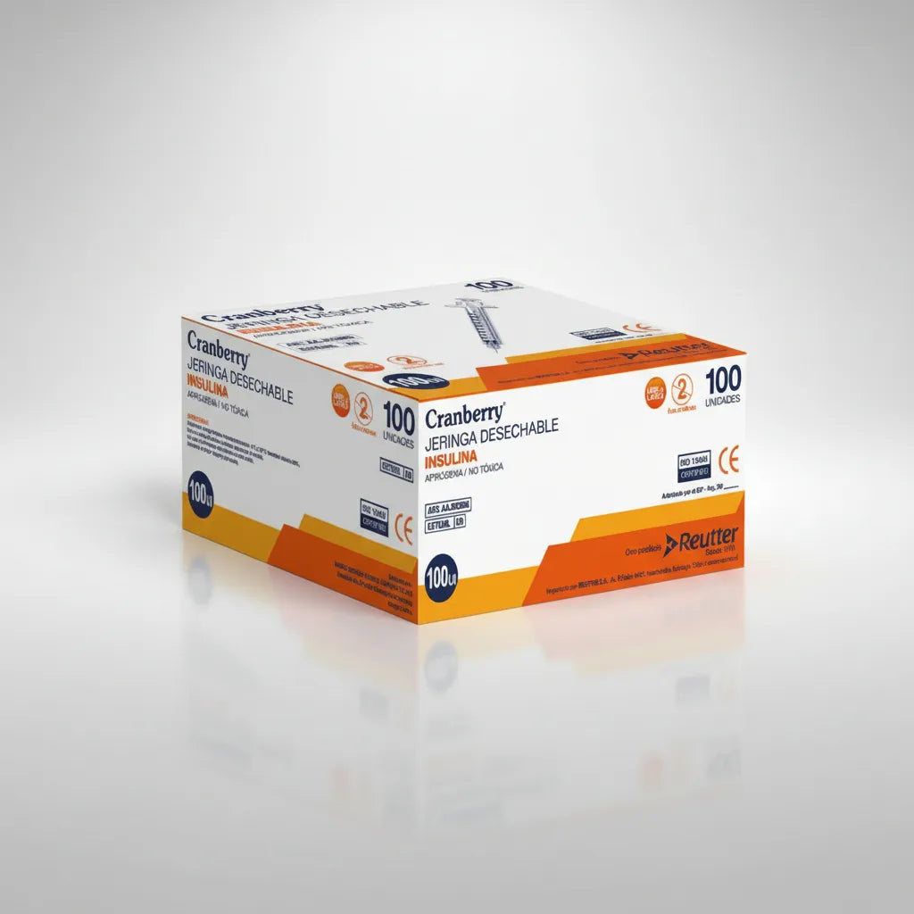Jeringa de Insulina 29G x 1/2" Desechable Cranberry | Caja 100 Unidades