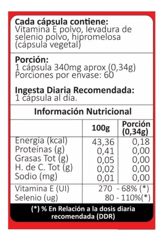Suplemento Natural Vitamina E + Selenio Avanti – Potente Antioxidante (Cápsulas)