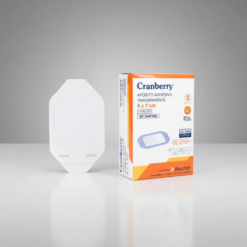 Cranberry Apósito Transparente 6x7 cm – 100 Unds | Protector de Heridas Estéril, Adhesivo y Flexible