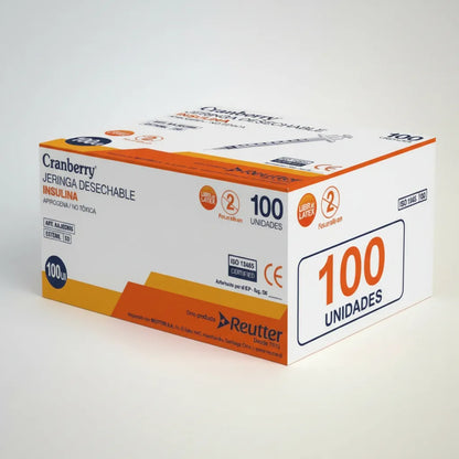 Jeringa de Insulina 29G x 1/2" Desechable Cranberry | Caja 100 Unidades