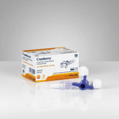 Llave de 3 Pasos Cranberry con Rotación 360° - Caja 50 Unidades