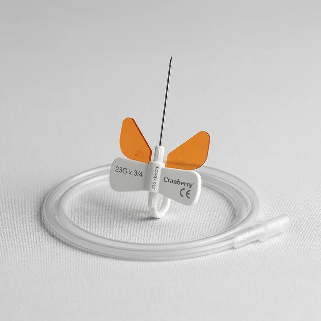Scalp Vein 23G 3/4 Cranberry – Aguja Mariposa Estéril (100 Unidades)