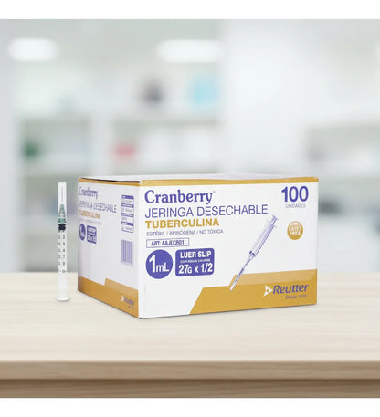 Jeringa Tuberculina 1 cc con Aguja 27G 1/2 – Desechable y Estéril | 100 Unidades