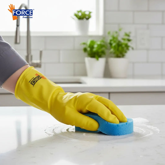 Pack 12 Pares-Guante Amarillo de Uso Doméstico-Force/Limpieza y Hogar