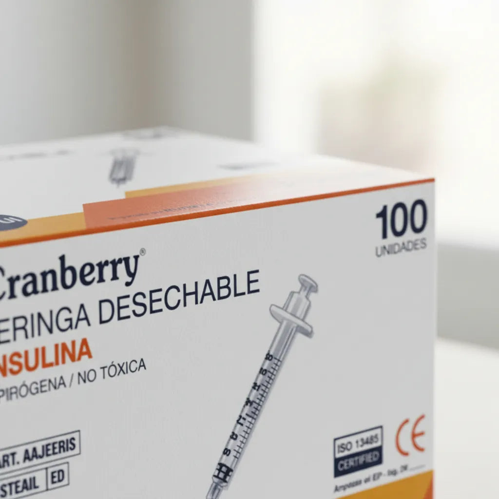 Jeringa de Insulina 29G x 1/2" Desechable Cranberry | Caja 100 Unidades
