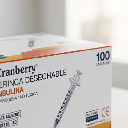 Jeringa de Insulina 29G x 1/2" Desechable Cranberry | Caja 100 Unidades