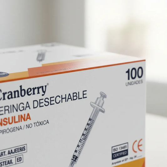 Jeringa de Insulina 29G x 1/2" Desechable Cranberry | Caja 100 Unidades