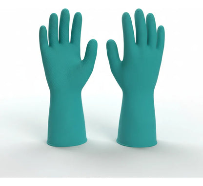 Pack 12 Guantes de Nitrilo Verde Flocado Force Largo | Alta Resistencia y Comodidad