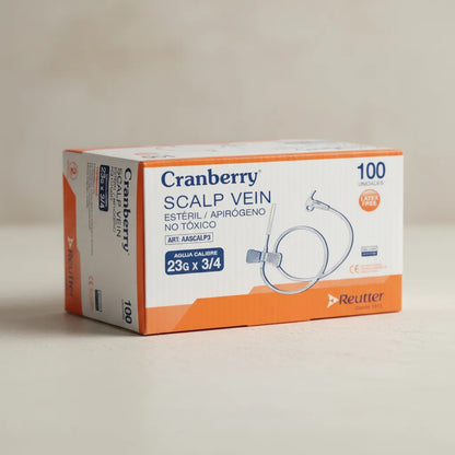Scalp Vein 23G 3/4 Cranberry – Aguja Mariposa Estéril (100 Unidades)