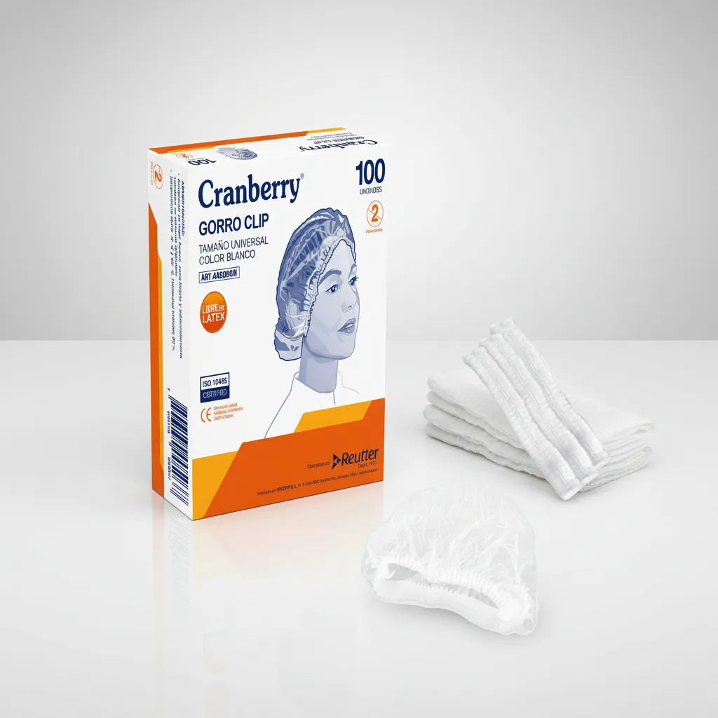 Gorro Desechable Tipo Clip Blanco Cranberry 100 unidades | Protección e Higiene Certificada
