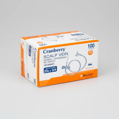 Scalp Vein 23G 3/4 Cranberry – Aguja Mariposa Estéril (100 Unidades)