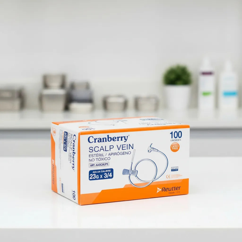 Scalp Vein 23G 3/4 Cranberry – Aguja Mariposa Estéril (100 Unidades)