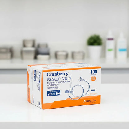 Scalp Vein 23G 3/4 Cranberry – Aguja Mariposa Estéril (100 Unidades)
