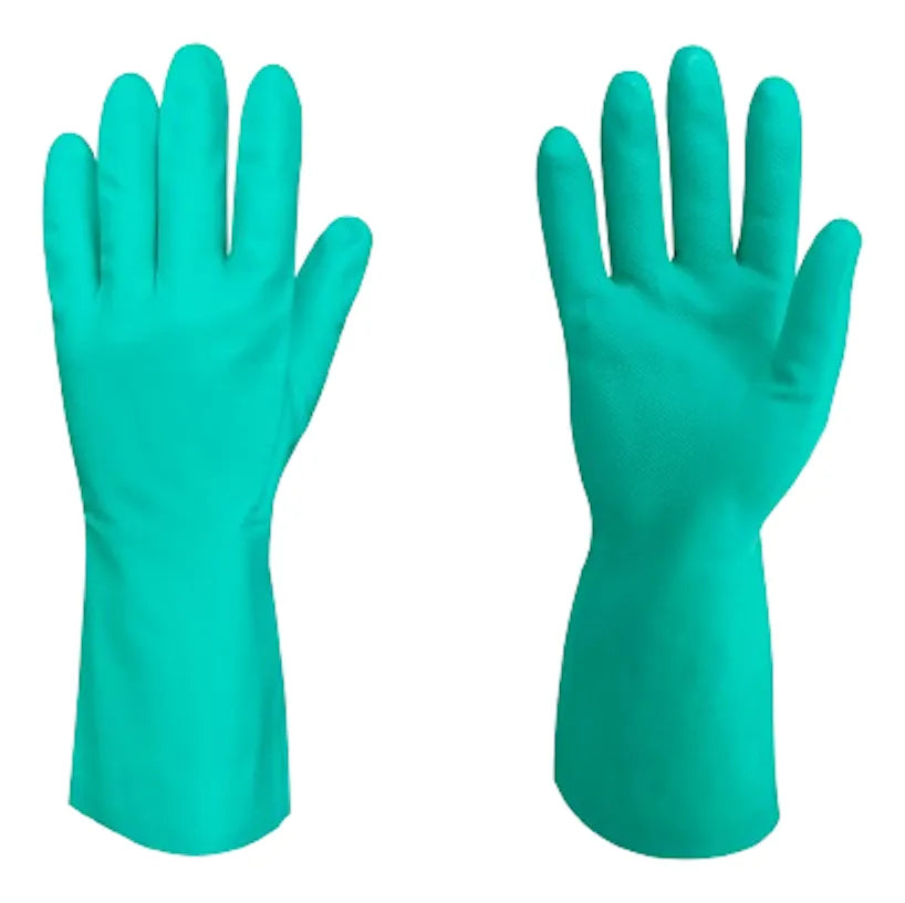 Pack 12 Guantes de Nitrilo Verde Flocado Force Largo | Alta Resistencia y Comodidad