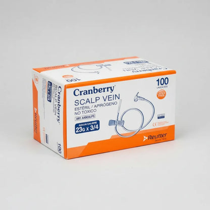 Scalp Vein 23G 3/4 Cranberry – Aguja Mariposa Estéril (100 Unidades)