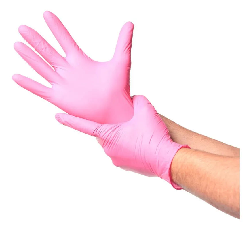 Guante De Nitrilo 7 grs Topsafe Rosado Extra Largo 30 Cms (50 Uds)
