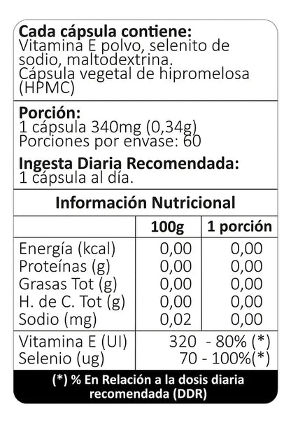 Suplemento Natural Vitamina E + Selenio Avanti – Potente Antioxidante (Cápsulas)