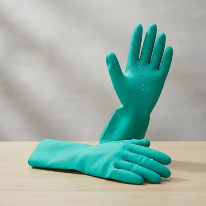 Pack 12 Guantes de Nitrilo Verde Flocado Force Largo | Alta Resistencia y Comodidad