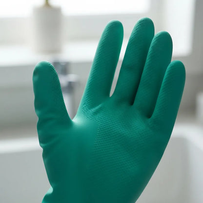 Pack 12 Guantes de Nitrilo Verde Flocado Force Largo | Alta Resistencia y Comodidad