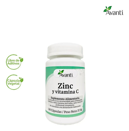 Zinc + Vitamina C Avanti – Refuerzo Inmunológico (60 Cápsulas Vegetales)
