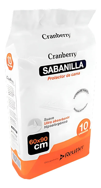 Protector de Cama 60x90 cm Cranberry – Pack 10 Unidades | Absorbente y Desechable