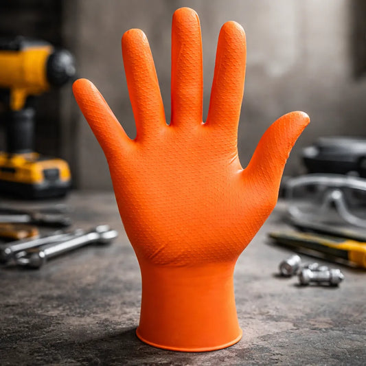 Guante Nitrilo Diamantado Naranja 8 Grs Uso Profesional