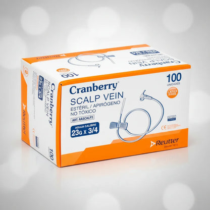 Scalp Vein 23G 3/4 Cranberry – Aguja Mariposa Estéril (100 Unidades)