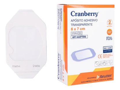 Cranberry Apósito Transparente 6x7 cm – 100 Unds | Protector de Heridas Estéril, Adhesivo y Flexible
